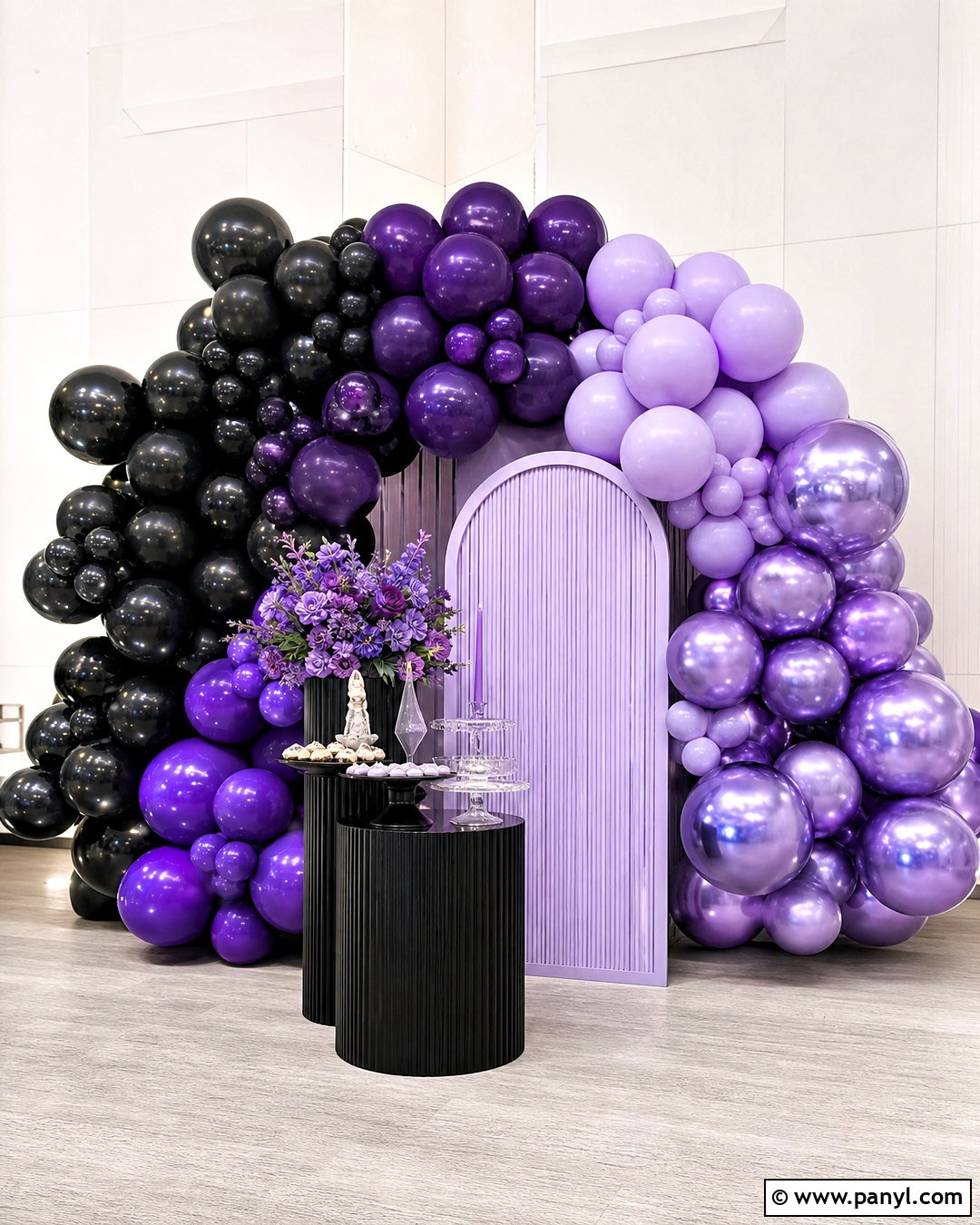 Black And Purple Balloon Wall - 20 black balloon wall ideas