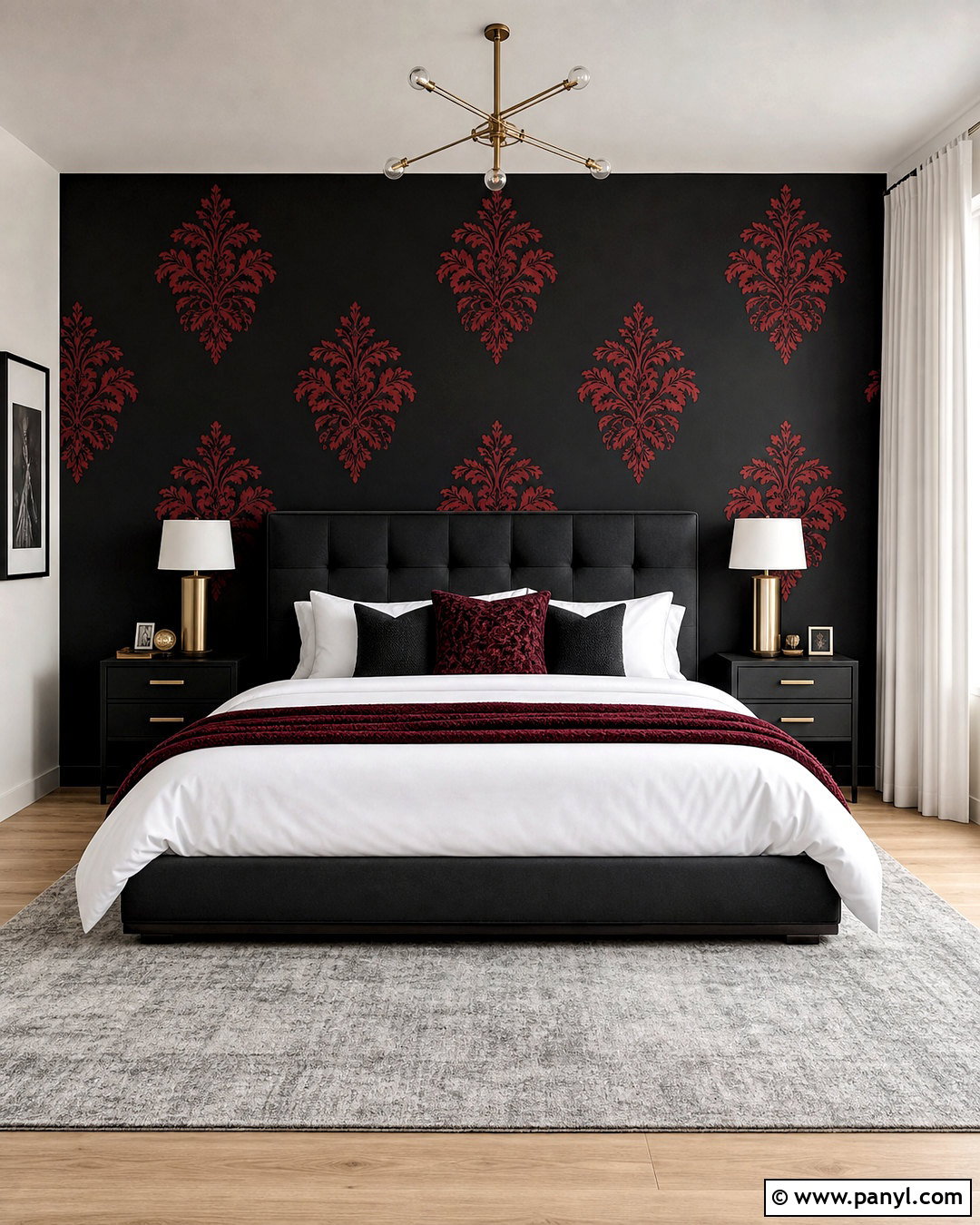 Black And Red Damask Wall Decal Bedroom - 20 red damask wall decal ideas