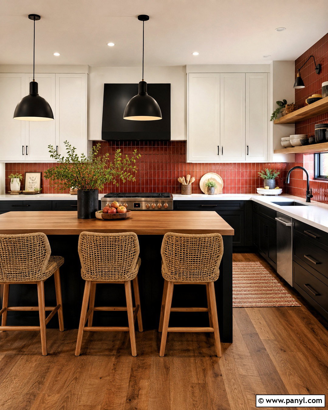 Black And Red Kitchen With Wood Accents - 20 black and red kitchen ideas