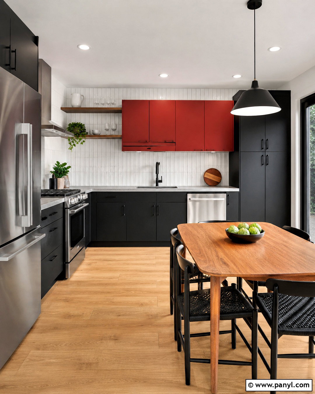 Black And Red Two-Tone Kitchen Cabinets - 20 black and red kitchen ideas