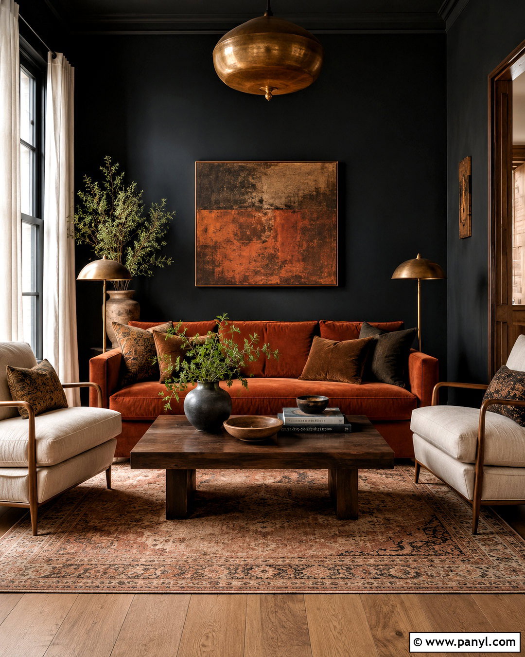 Black And Rust Living Room - 20 black living room walls