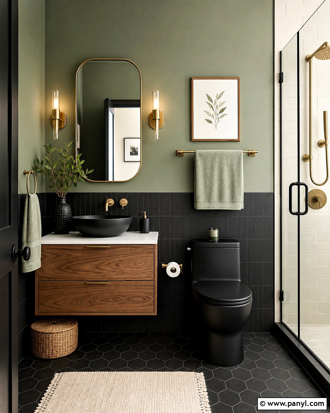 Black And Sage Green Bathroom - 20 small black bathroom ideas