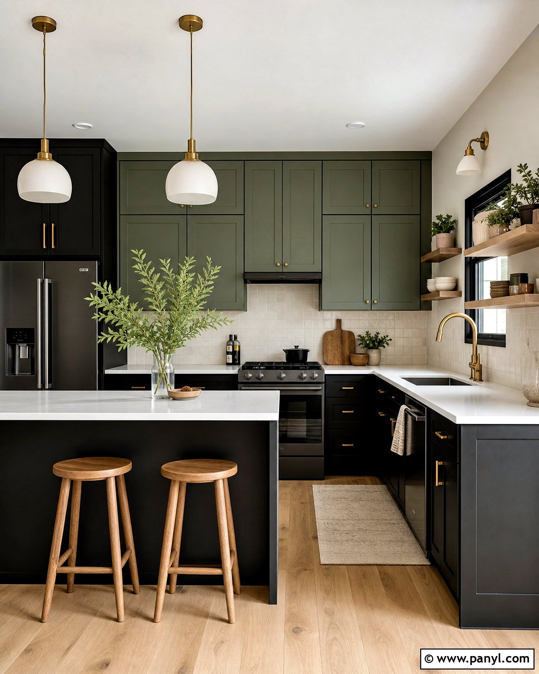 Black And Sage Green Kitchen - 20 small black kitchen ideas