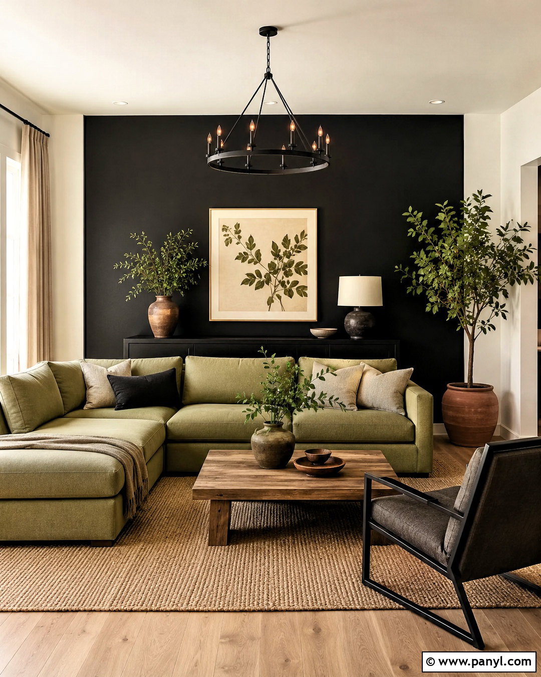 Black And Sage Green Living Room - 20 black living room walls