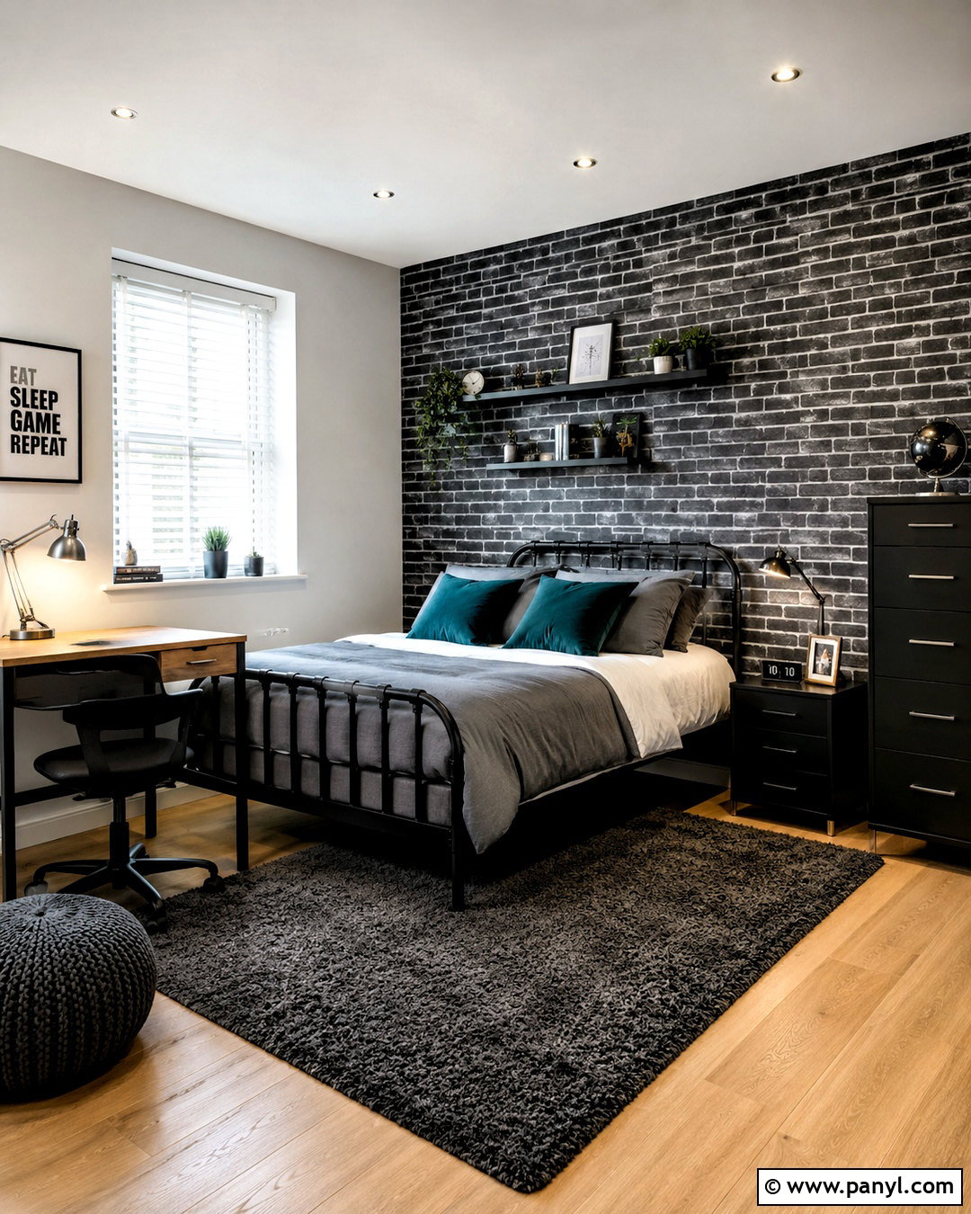 Black And Silver Brick Wallpaper Teen Bedroom - 20 black silver wallpaper ideas