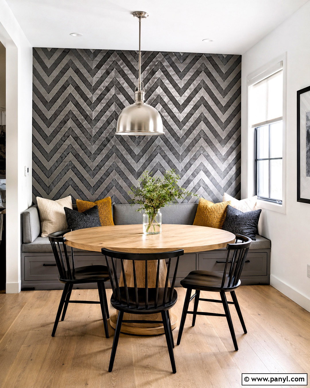 Black And Silver Chevron Wallpaper Breakfast Nook - 20 black silver wallpaper ideas