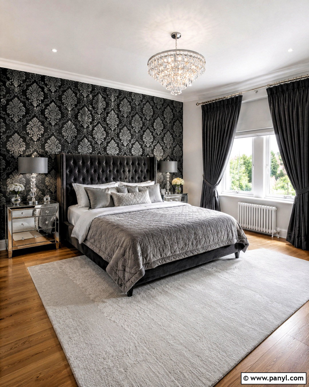 Black And Silver Damask Wallpaper Bedroom - 20 black silver wallpaper ideas