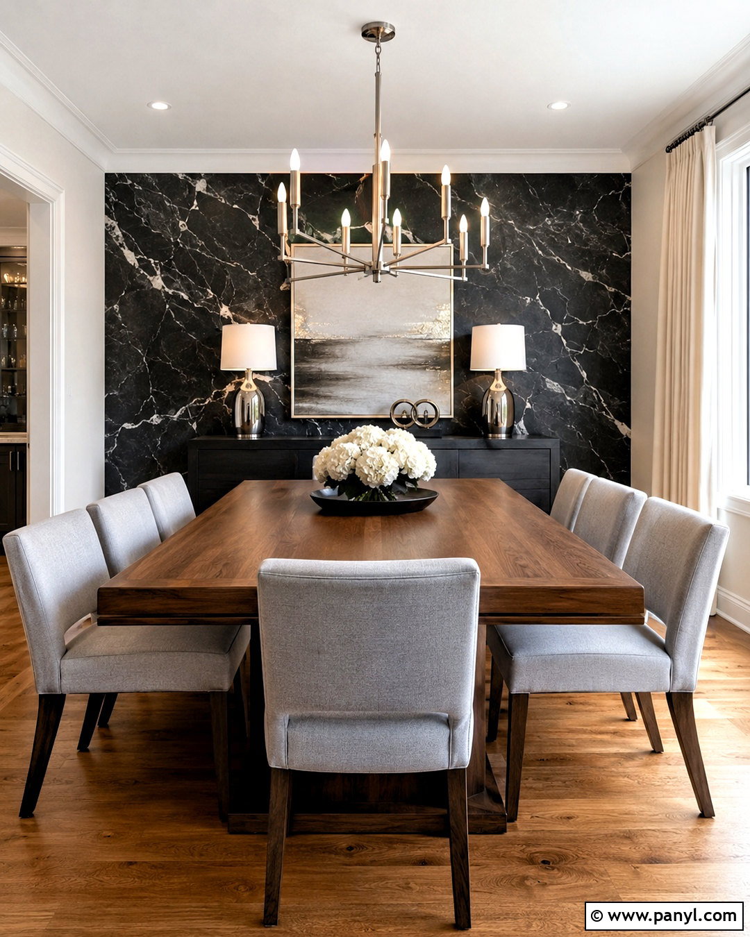 Black And Silver Marble Wallpaper Dining Room - 20 black silver wallpaper ideas