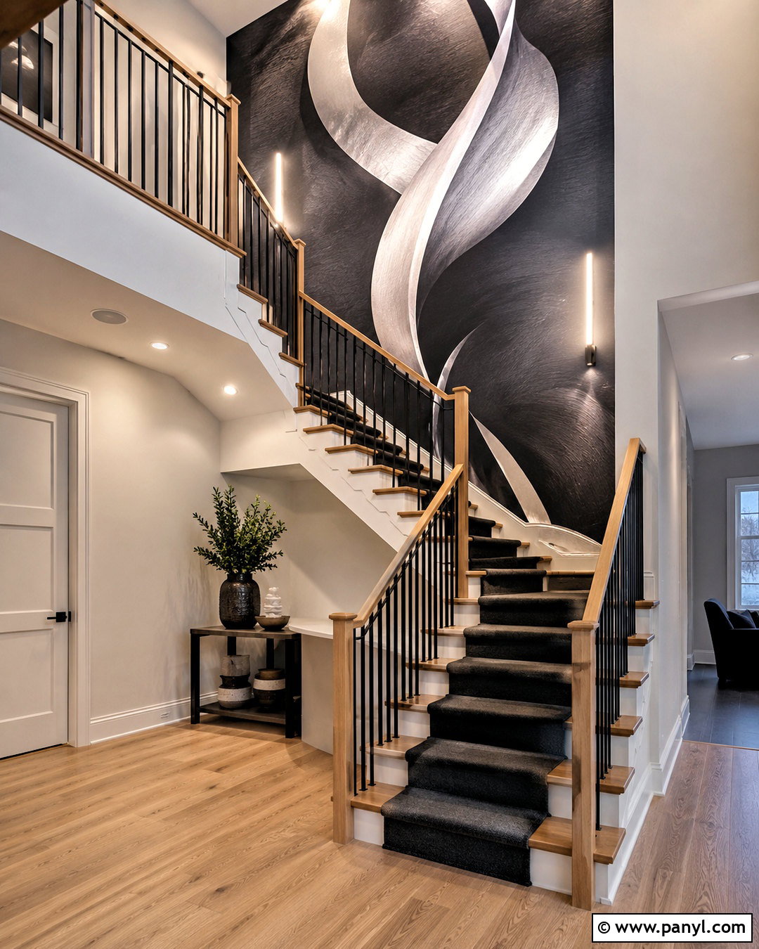 Black And Silver Mural Wallpaper Staircase - 20 black silver wallpaper ideas