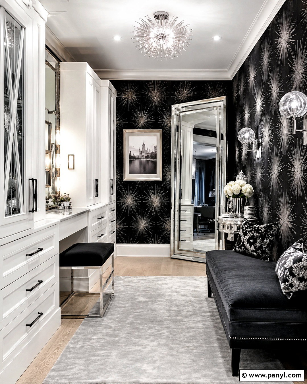 Black And Silver Starburst Wallpaper Dressing Room - 20 black silver wallpaper ideas