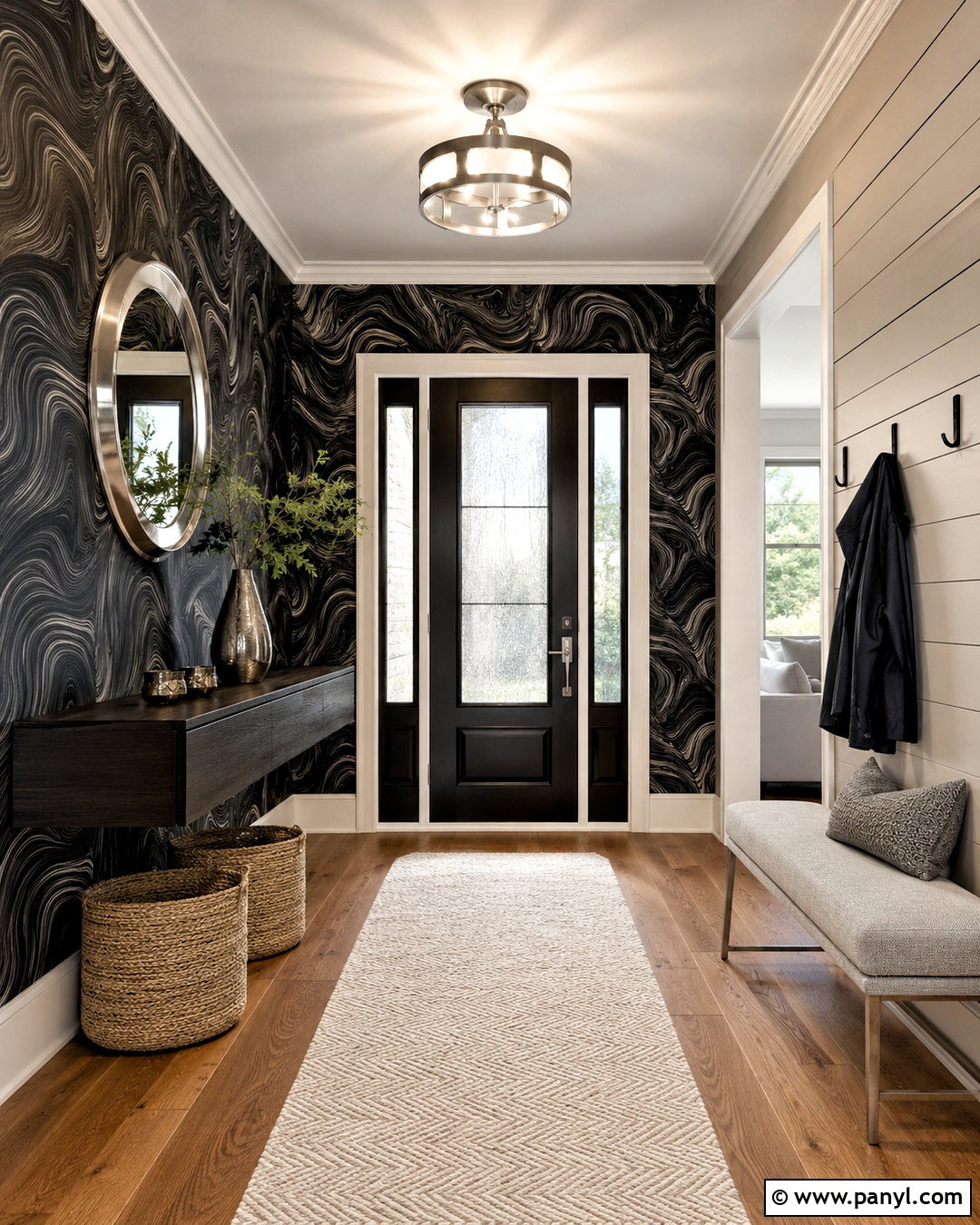 Black And Silver Wave Wallpaper Entryway - 20 black silver wallpaper ideas