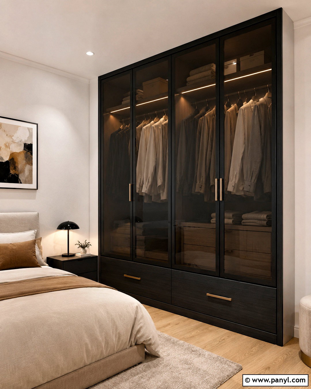Black And Smoked Glass Wardrobe - 20 colour coordinated wardrobe ideas