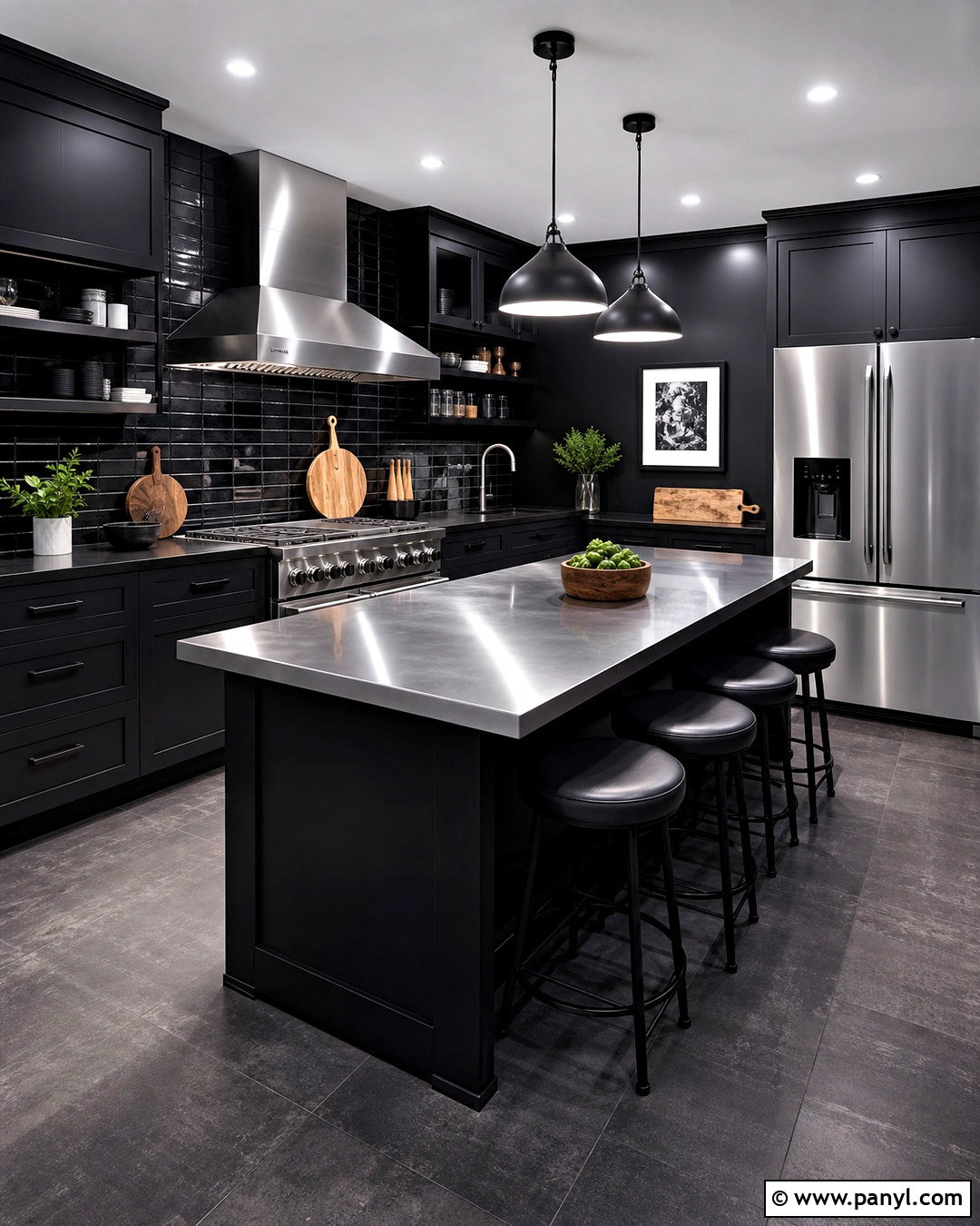 Black And Stainless Steel Kitchen - 20 all black kitchen ideas