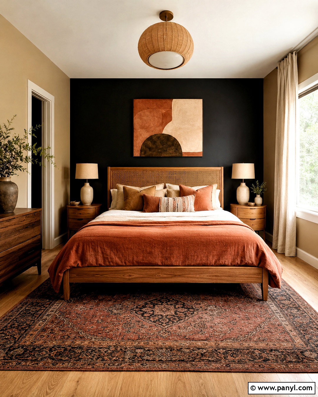Black And Terracotta Bedroom - 20 black walls bedroom ideas