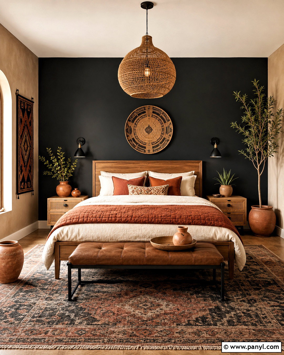 Black And Terracotta Boho Bedroom - 20 boho bedroom color palettes