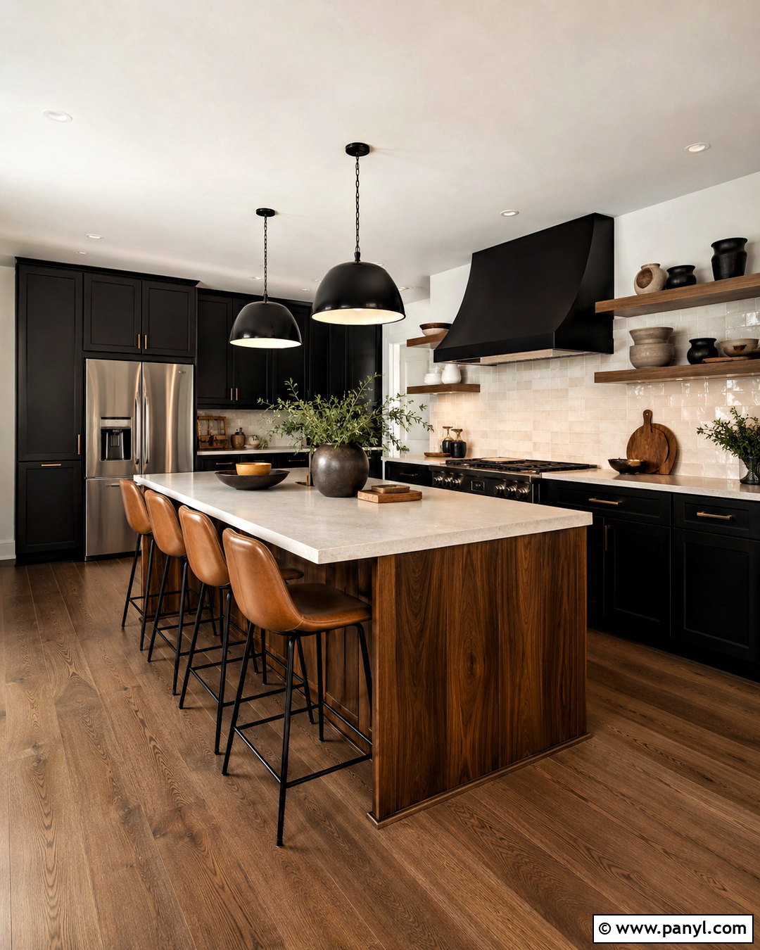 Black And Walnut Kitchen - 20 dark kitchen ideas