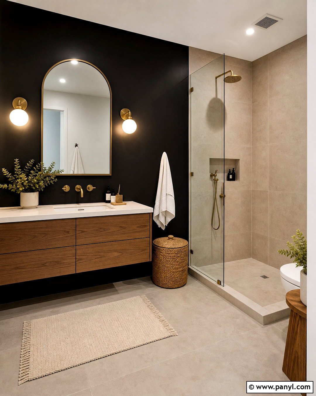 Black And Warm Beige Bathroom Color Scheme - 20 home colour design ideas