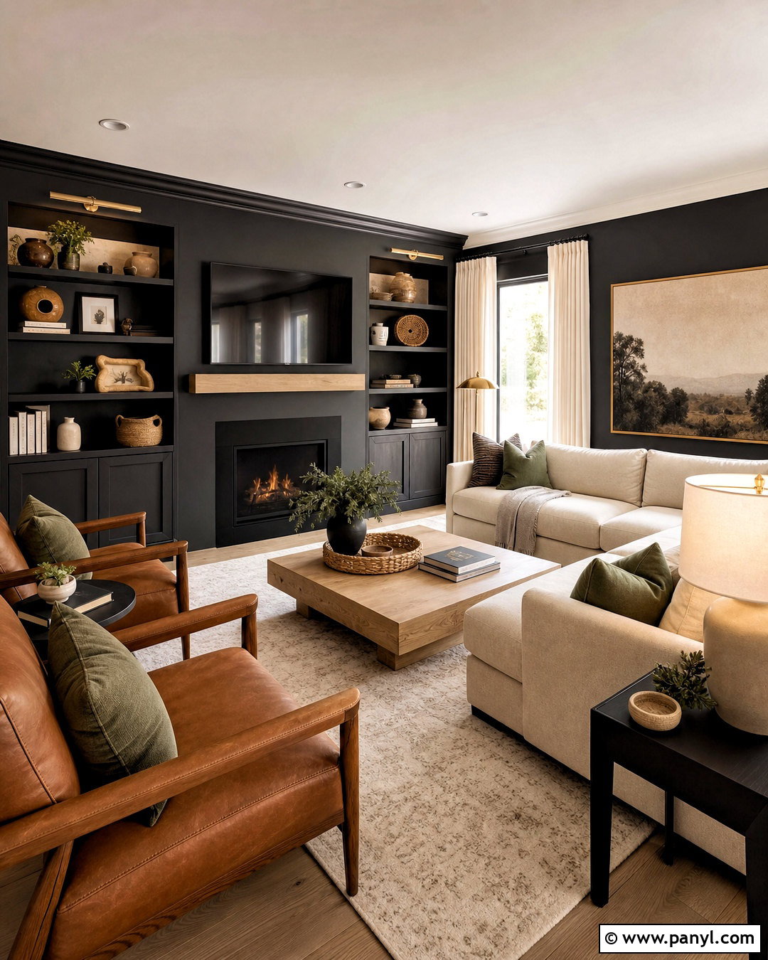 Black And Warm Neutral Sitting Room - 20 sitting room colour ideas