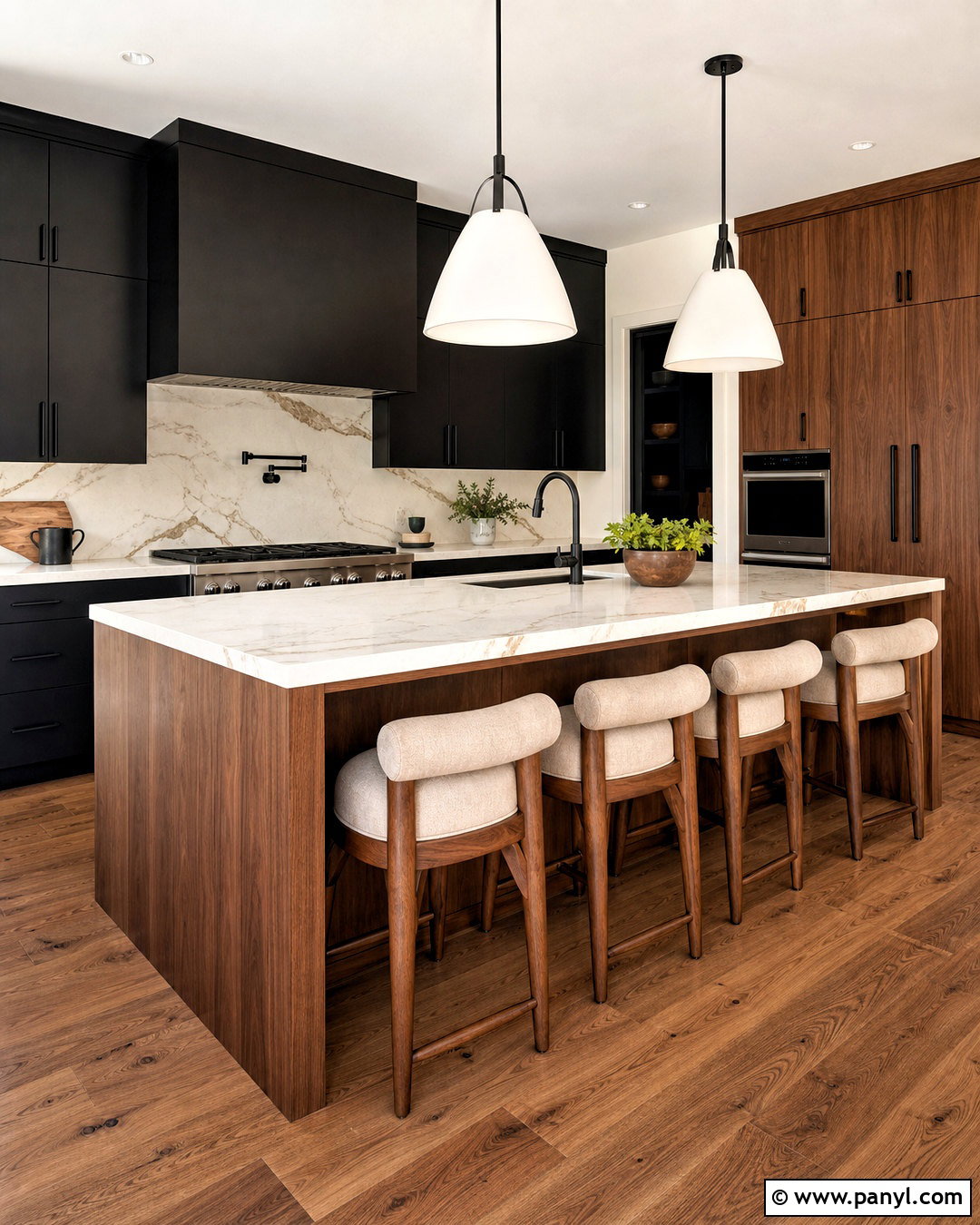 Black And Warm Wood Kitchen - 20 kitchen colour schemes
