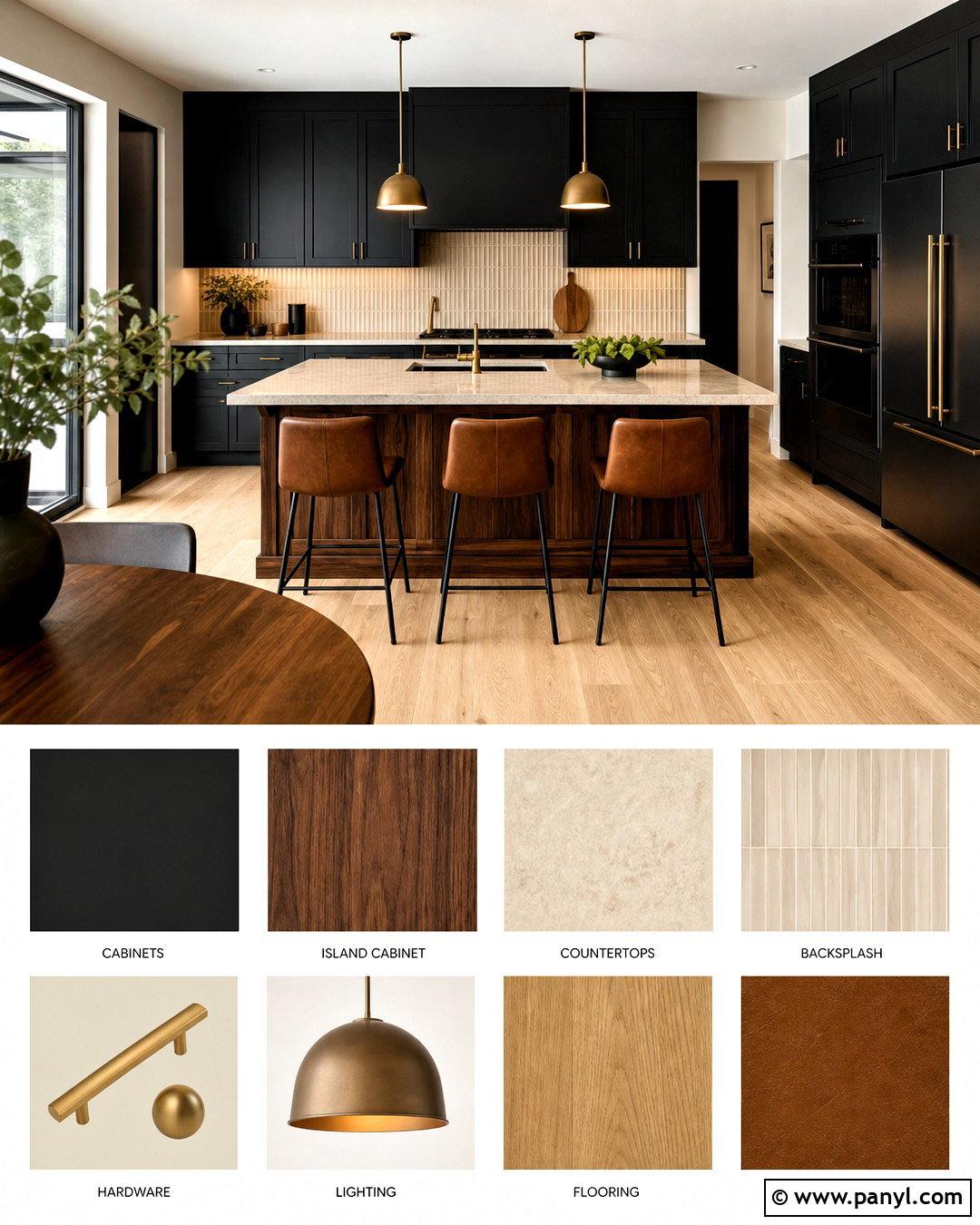 Black And Warm Wood Kitchen Palette - 20 kitchen colour palettes