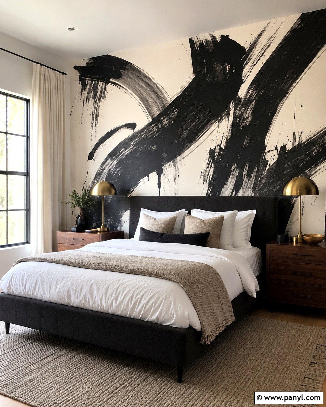 Black And White Abstract Brushstroke Wall Pattern - 20 Black And White Wall Pattern Ideas