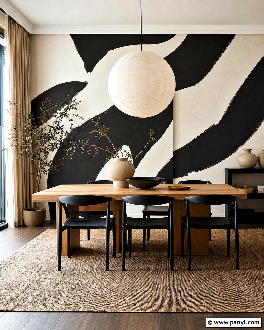Black And White Abstract Brushstroke Wall - 20 black and white wall painting ideas