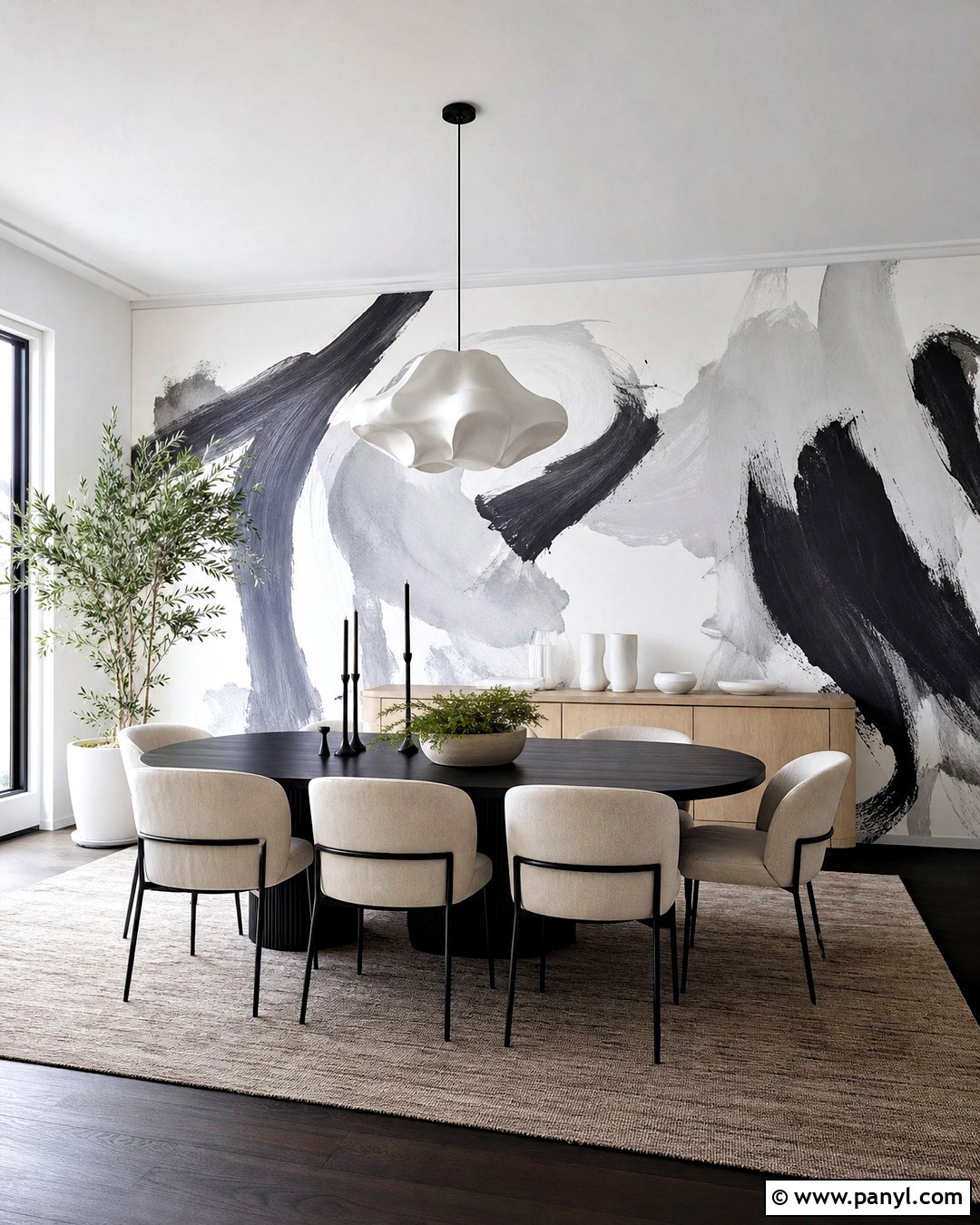 Black And White Abstract Mural Wall - 20 black and white wall design ideas
