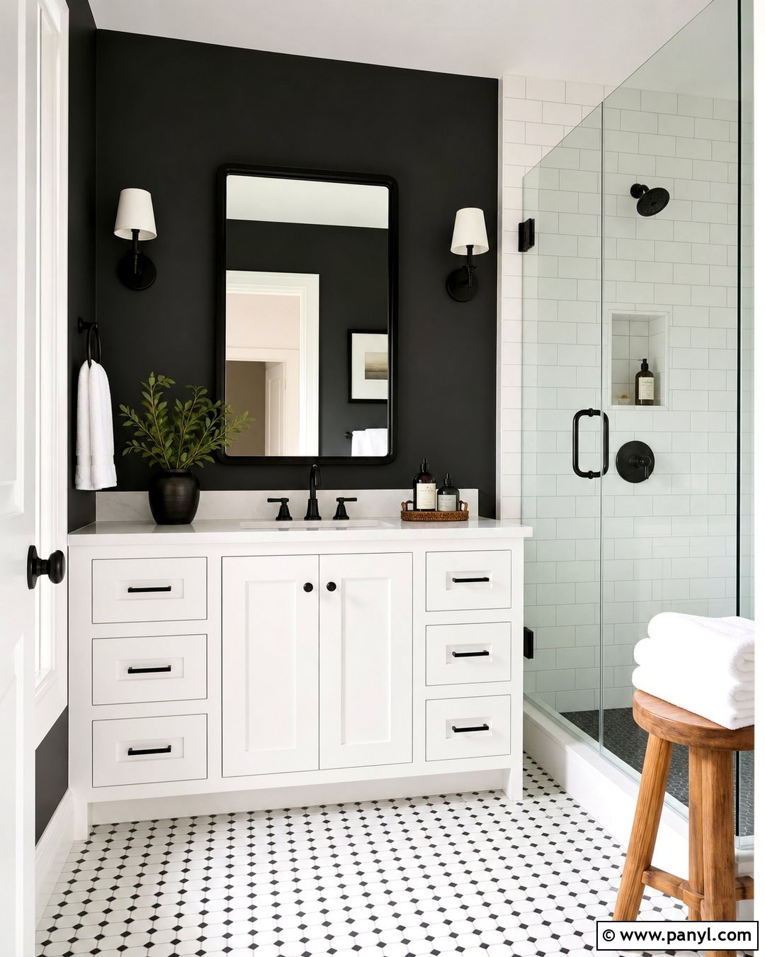 Black And White Accent Wall Bathroom - 35 Black Accent Wall Bathroom Ideas