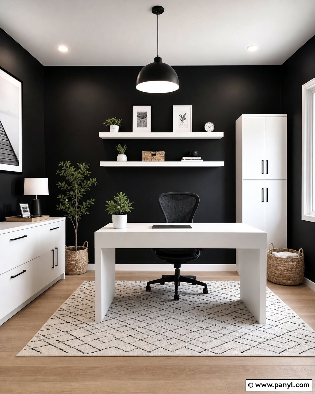 Black And White Accent Wall Office - 35 Black Accent Wall Office Ideas