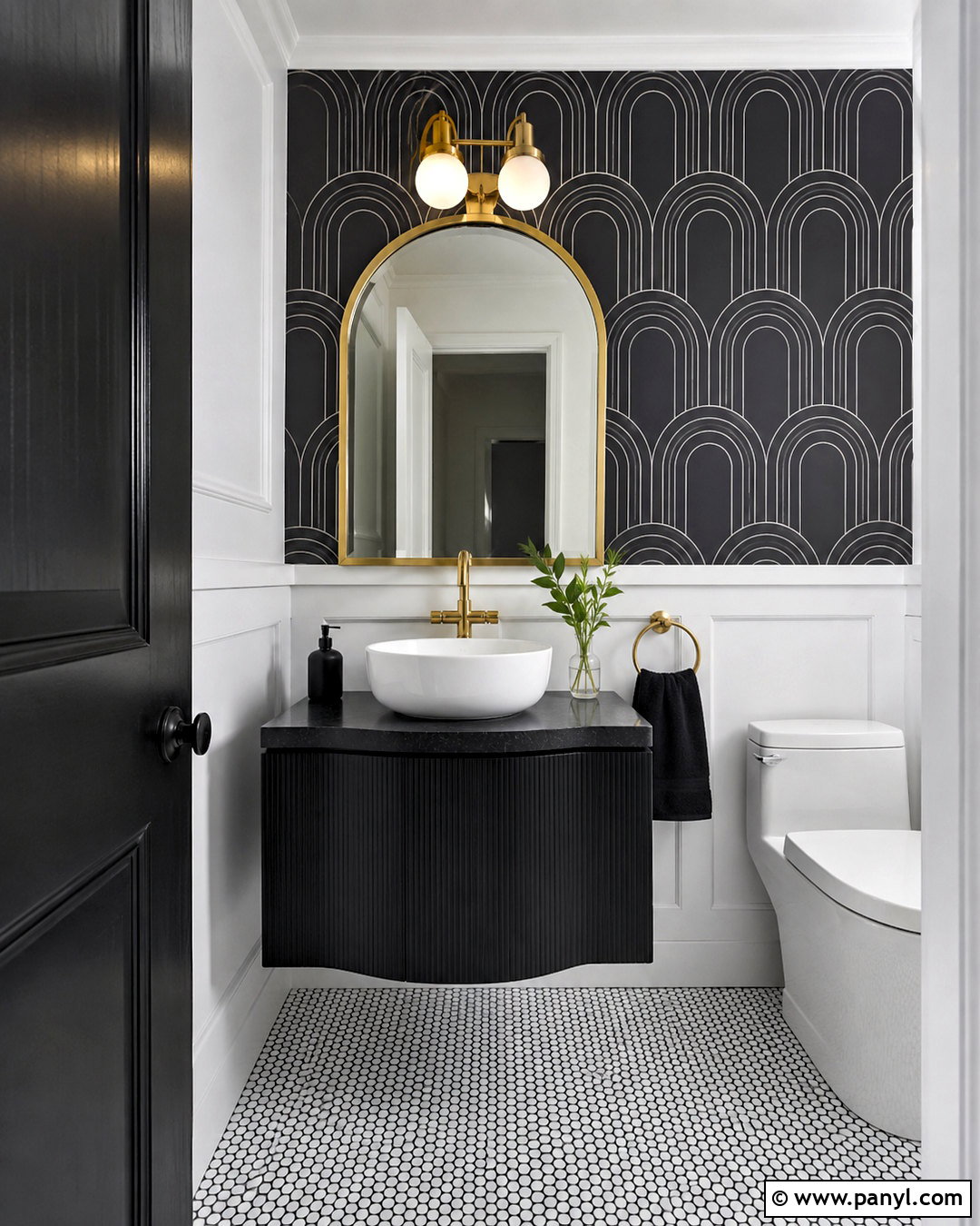 Black And White Arch Powder Room - 20 black and white geometric pattern ideas