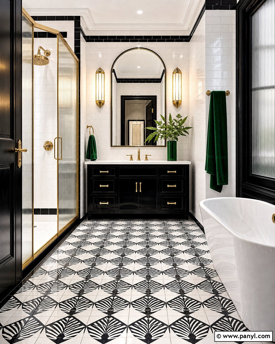 Black And White Art Deco Bathroom Floor - 20 bathroom with black and white tile floor ideas