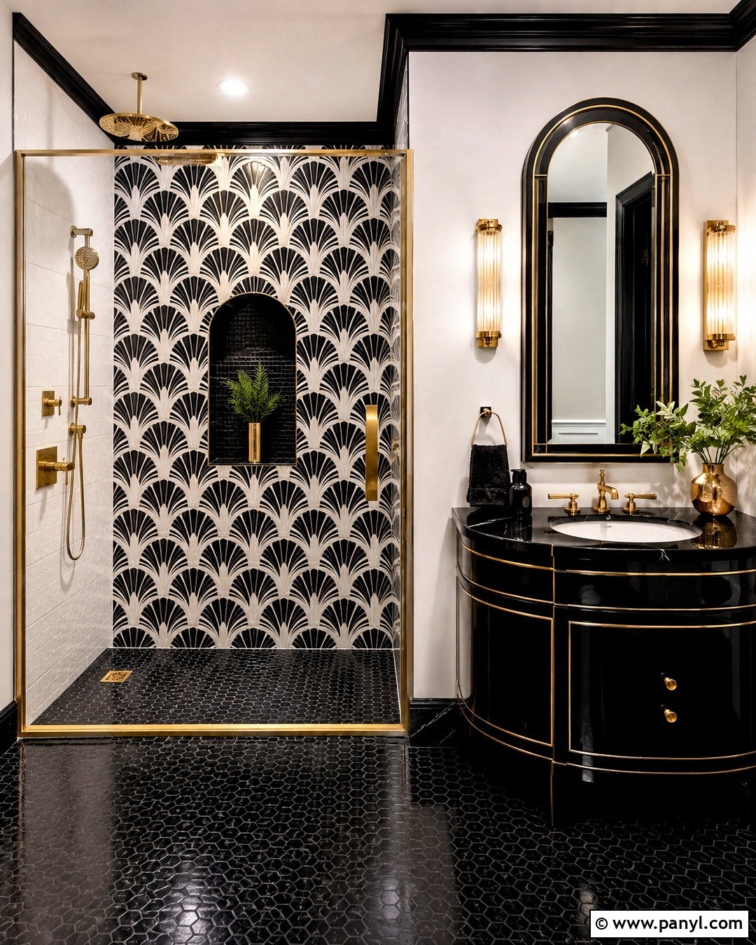 Black And White Art Deco Shower Tile - 20 black and white shower tile ideas