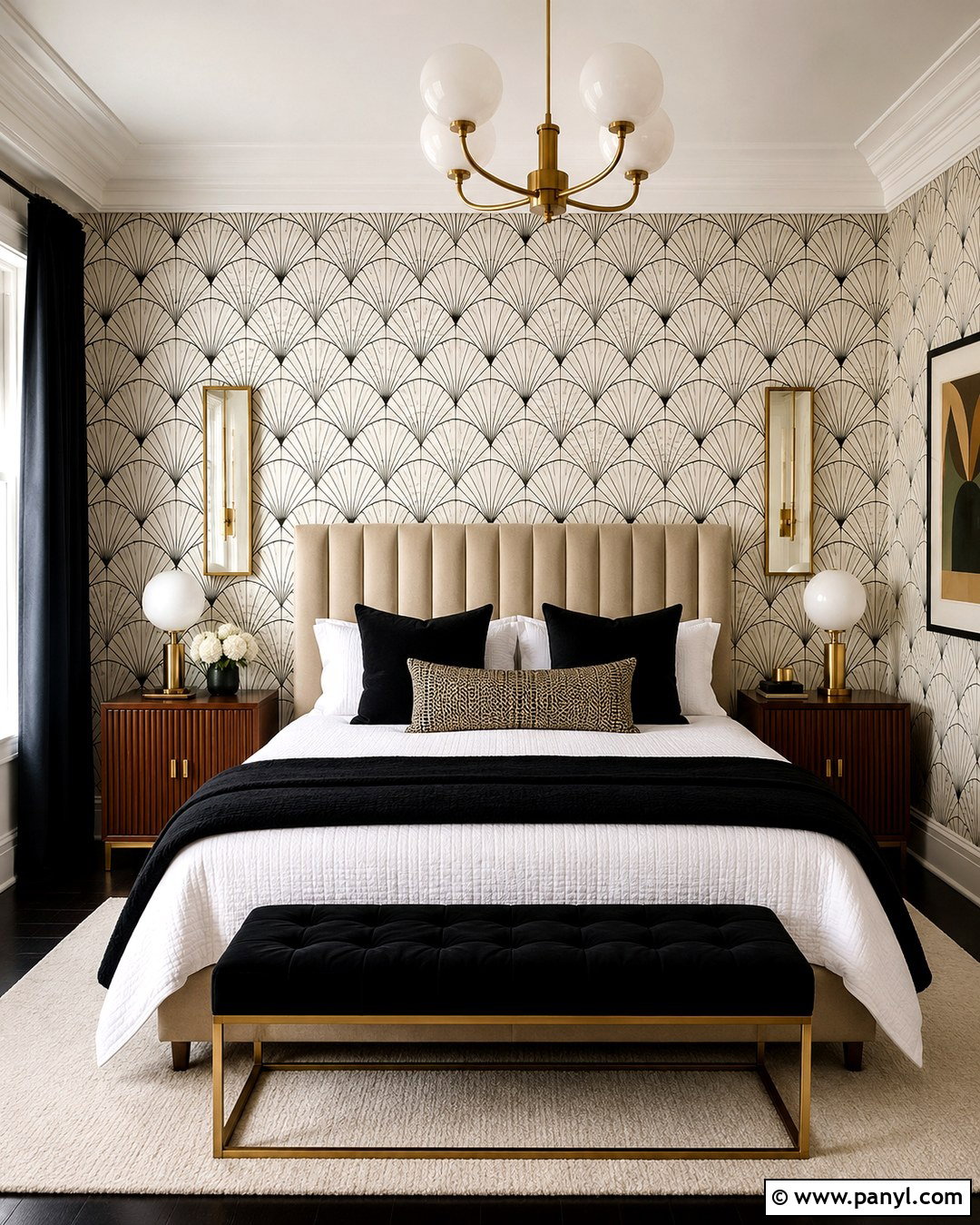 Black And White Art Deco Wall Pattern - 20 Black And White Wall Pattern Ideas