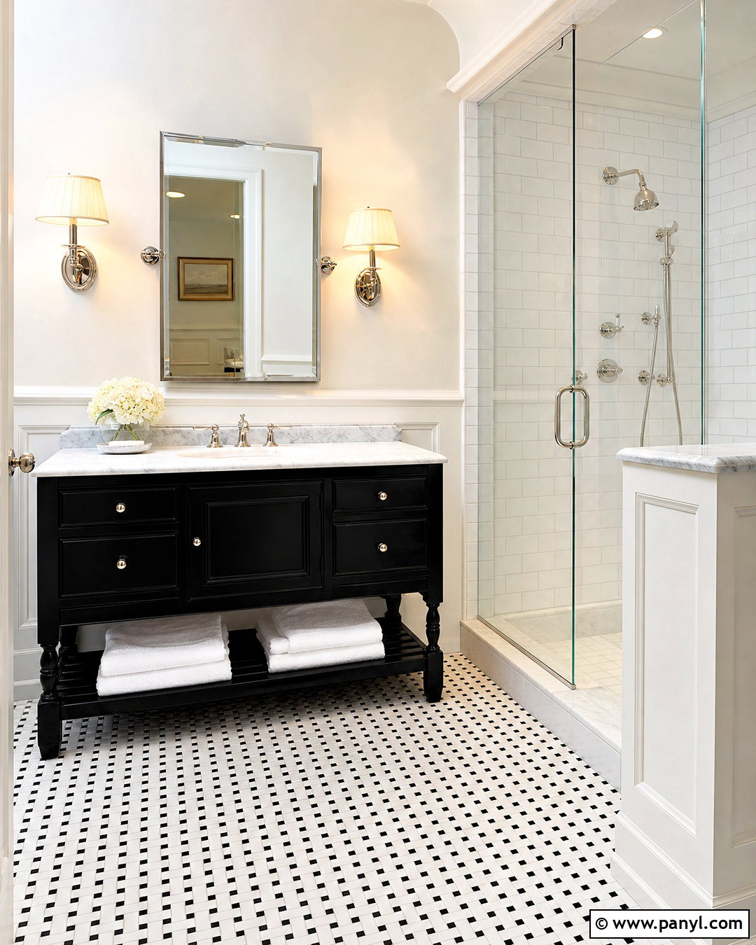 Black And White Basketweave Bathroom Floor - 20 bathroom with black and white tile floor ideas