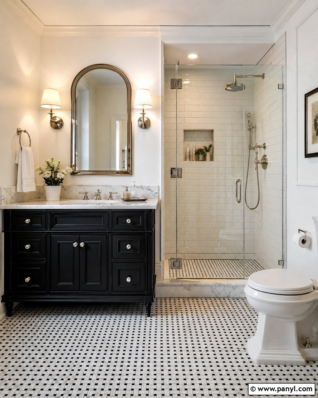 Black And White Basketweave Bathroom Tile - 20 black and white bathroom tile ideas