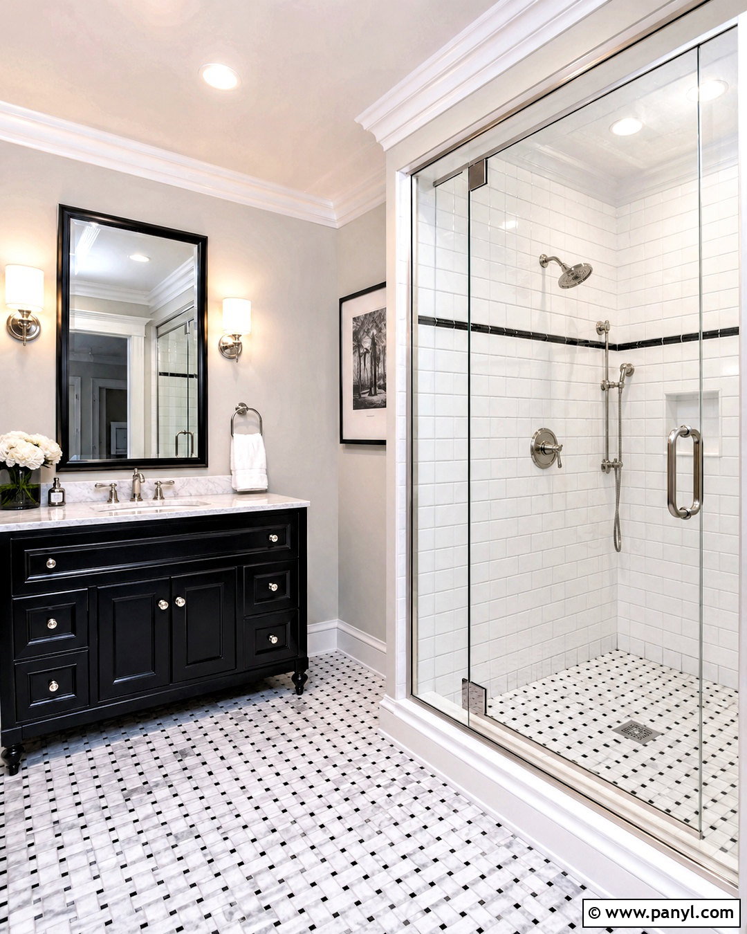 Black And White Basketweave Shower Tile - 20 black and white shower tile ideas