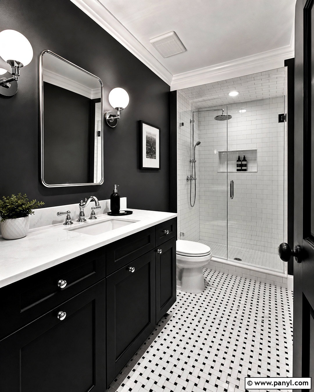 Black And White Bathroom - 20 dark color bathroom ideas