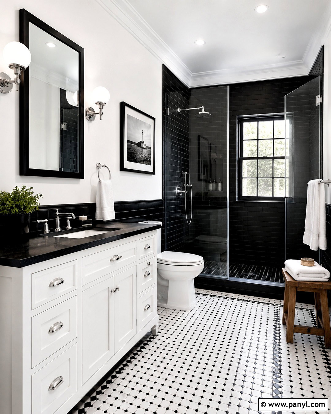 Black And White Bathroom - 20 dark theme bathroom ideas