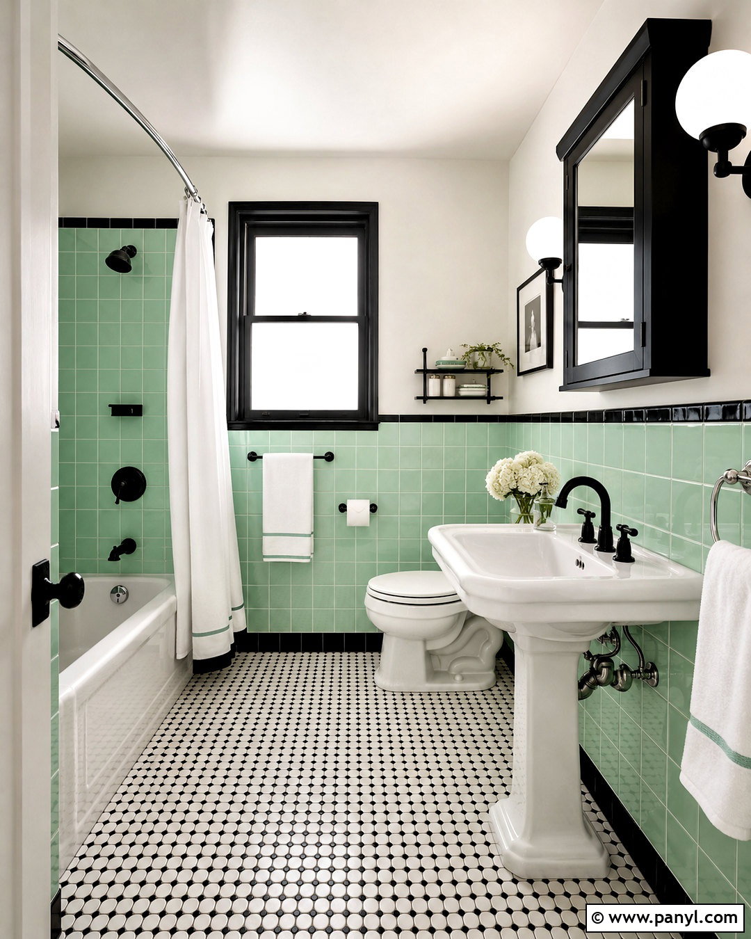 Black And White Bathroom With Mint Green Tile - 20 black and white bathroom with color pop ideas
