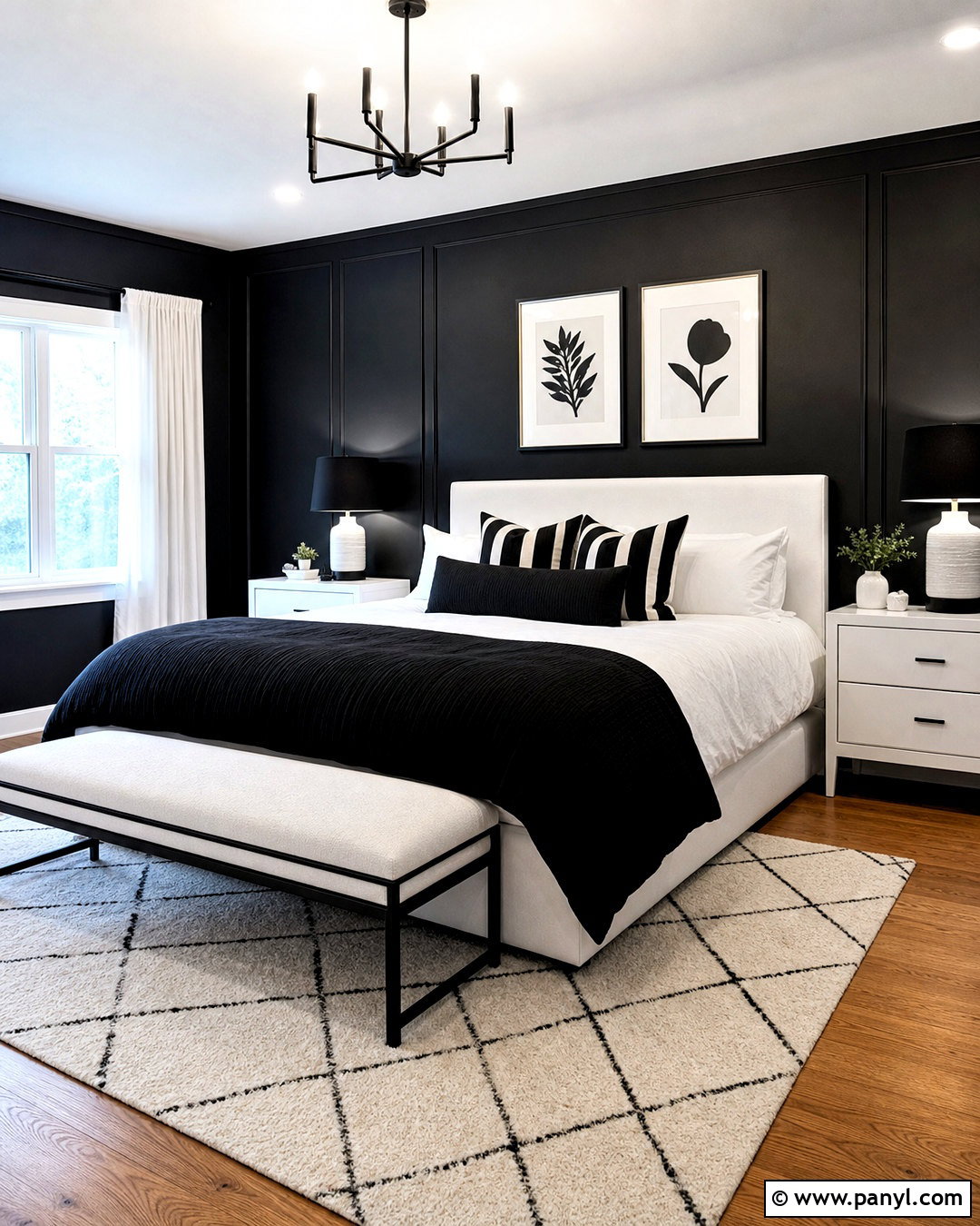 Black And White Bedroom - 20 black painted bedroom ideas