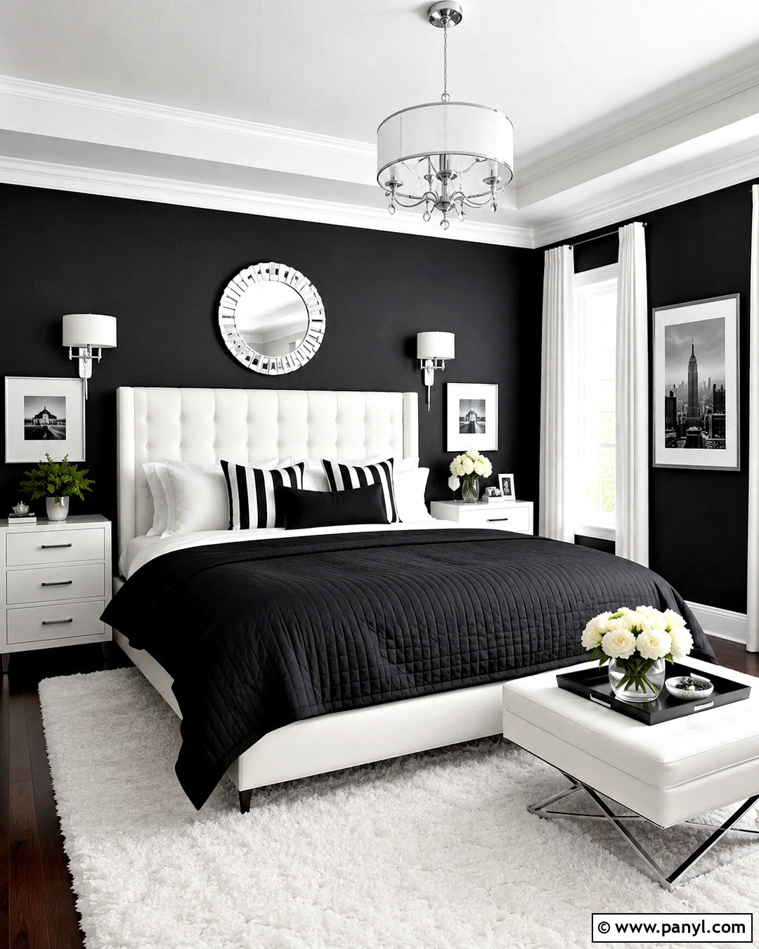 Black And White Bedroom - 20 black walls bedroom ideas
