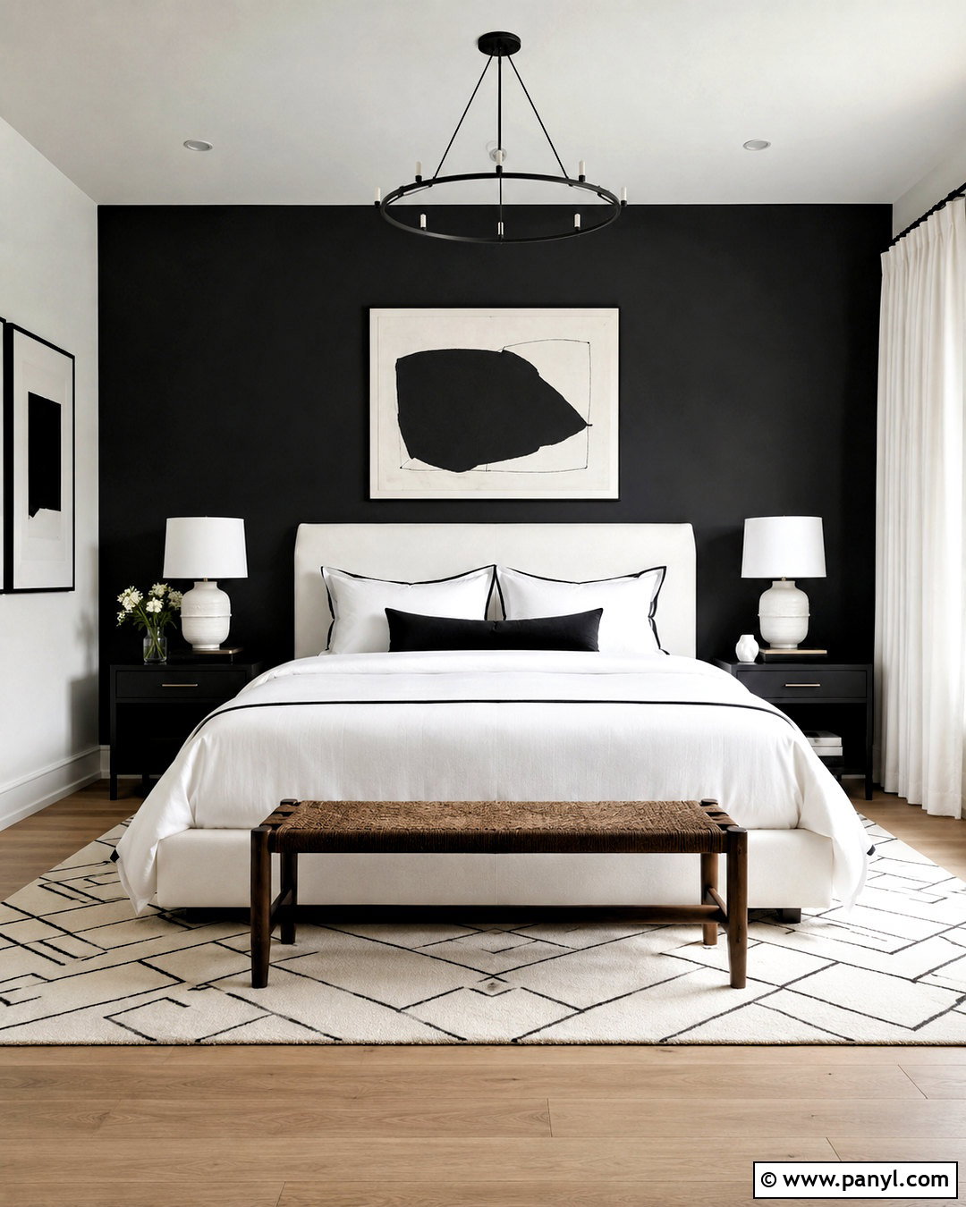 Black And White Bedroom - 20 one black wall bedroom ideas