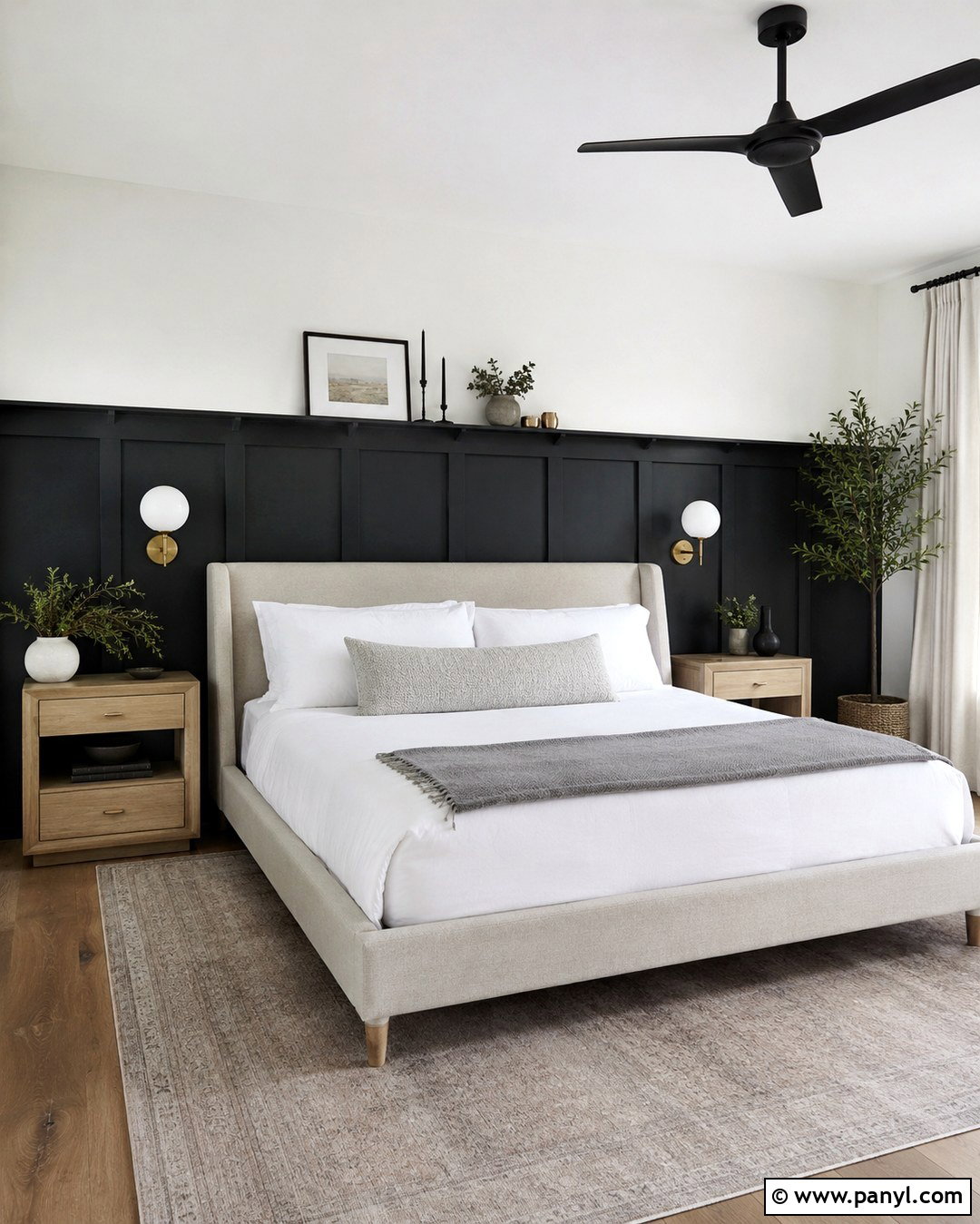 Black And White Board And Batten Bedroom Wall - 20 Black And White Statement Wall Ideas