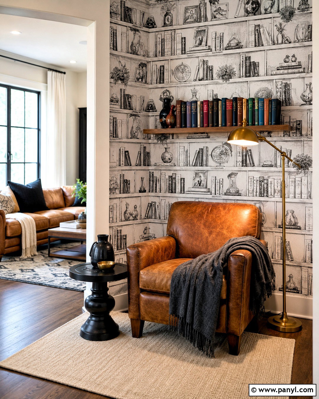 Black And White Book Wallpaper Reading Nook - 20 black white wallpaper ideas