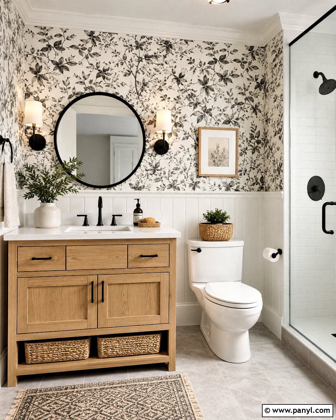 Black And White Botanical Bathroom Wallpaper - 20 black white wallpaper ideas