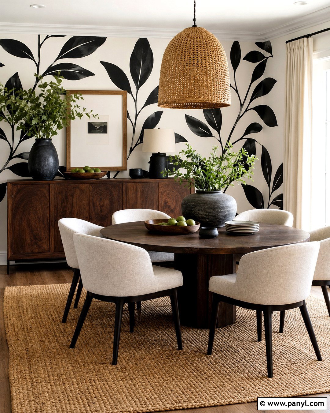 Black And White Botanical Wall Pattern - 20 Black And White Wall Pattern Ideas