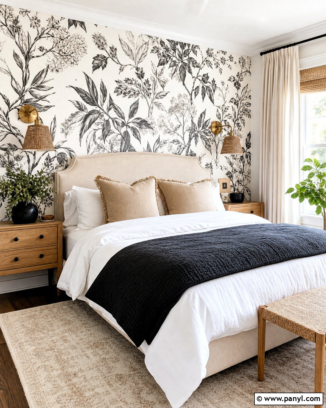 Black And White Botanical Wallpaper - 20 black and white wall design ideas