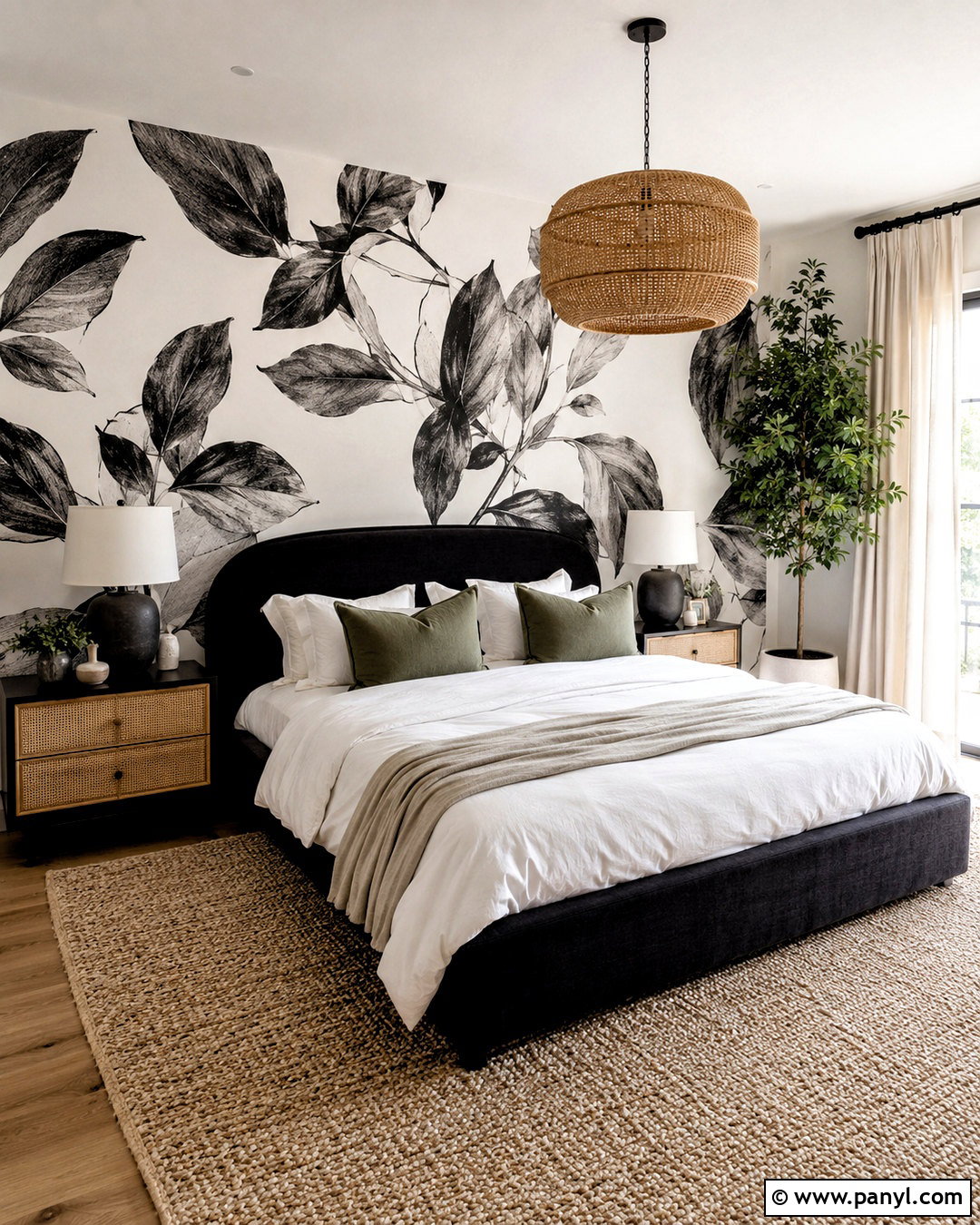 Black And White Botanical Wallpaper Bedroom - 20 black and white wallpaper bedroom ideas