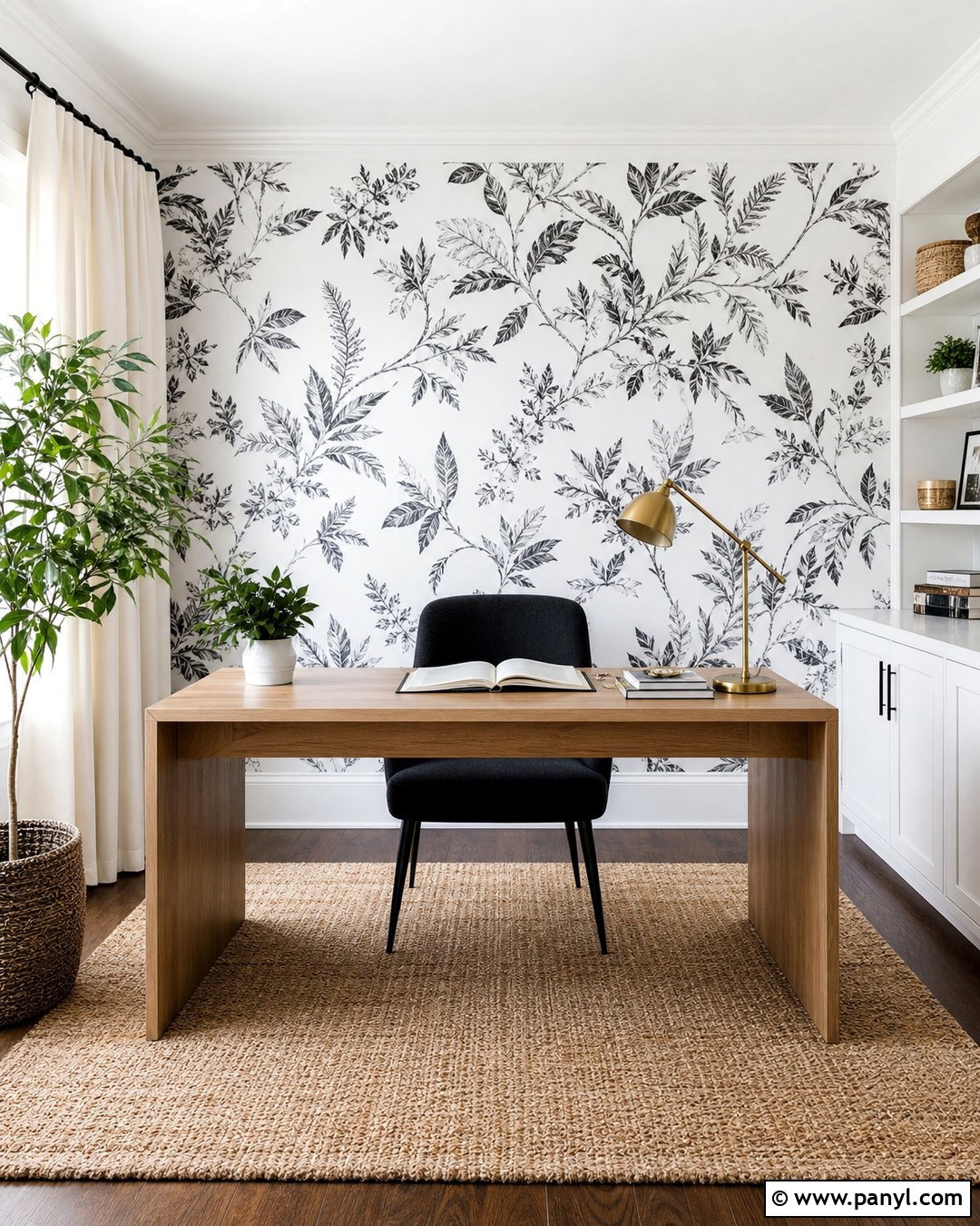 Black And White Botanical Wallpaper Wall - 35 black and white walls