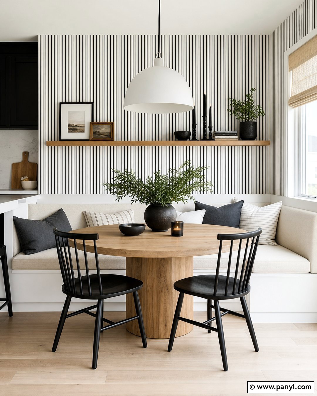 Black And White Breakfast Nook Wall - 35 Black And White Accent Wall Ideas